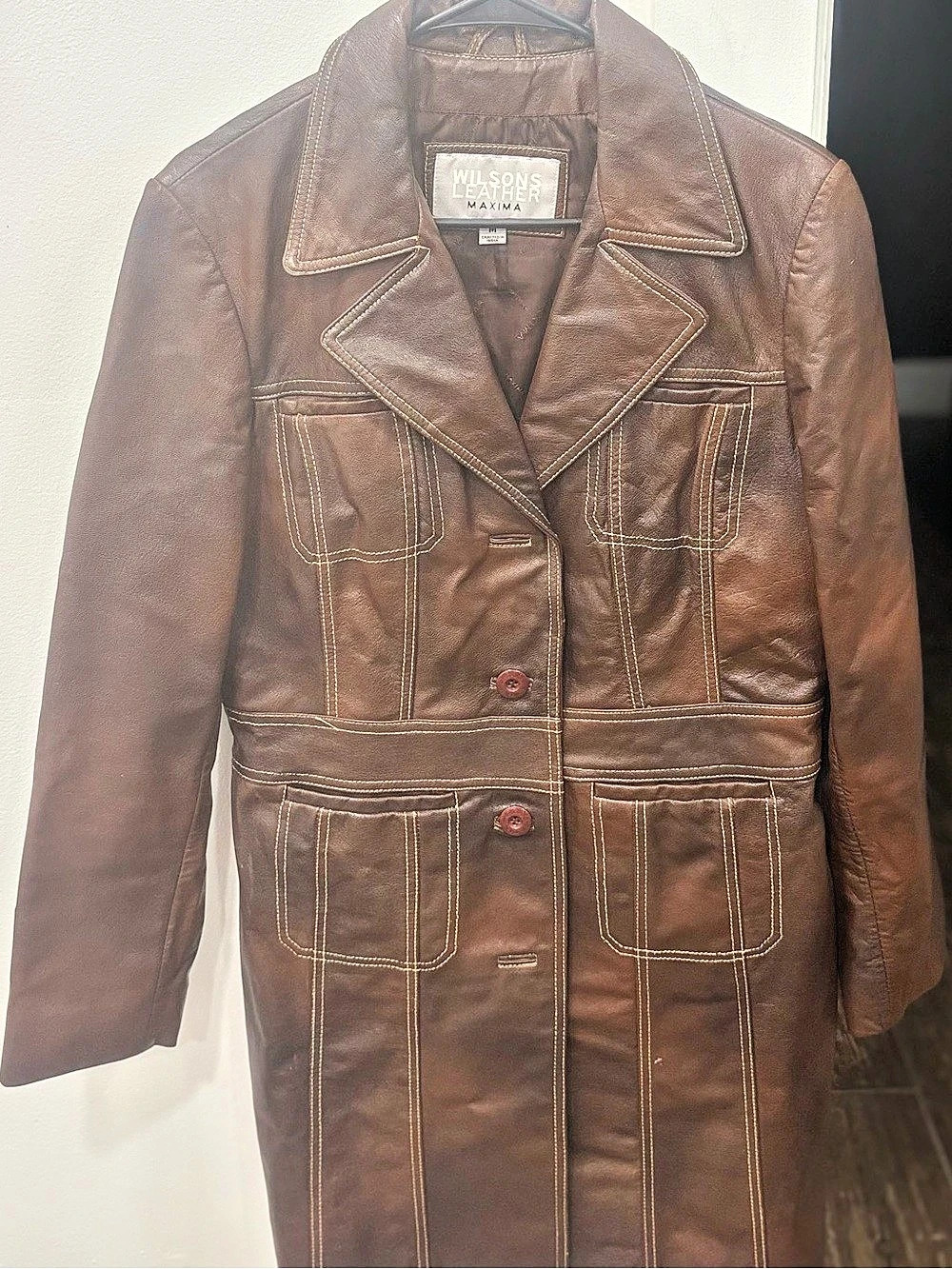 Wilson Leather Maxima Leather Coat in Brown Like New